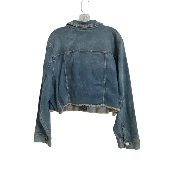 Lane Bryant NWT Distressed Jean Denim Jacket Paint Splatters Plus size 28 - Picture 3 of 8